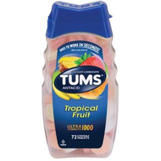 TUMS Antacid Ultra Strength 1000 Tropical Fruit Chewable Tablets, 72 Tablets