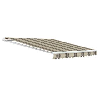 NuImage Awnings 168 in Wide x 144 in Projection Fog Striped Open Slope Patio Retractable Manual Awning
