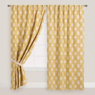 Citron Ventura Flocked Concealed Tab Top Curtains Set of 2