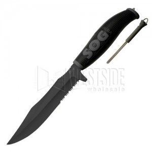SOG Knives AU 03 Aura SEAL Fixed Blade Knife w/ sheath   Black TiNi  (Open Box Item)