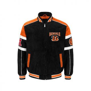 Officially Licensed NFL Colorblocked Suede Jacket   Bengals   7758431