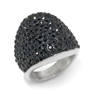Sigal Style Bold Pavé Crystal Stainless Steel Ring   7531453
