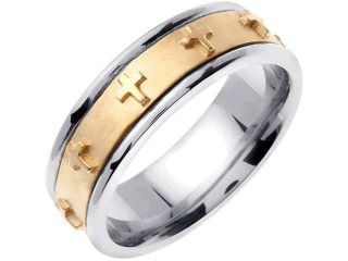14K  Gold Mens Religious Christian Wedding Band (7mm)