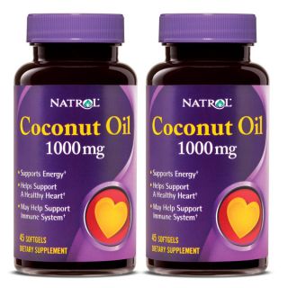 Natrol Coconut Oil 1000 mg Softgels 45 Count (Pack of 2)  