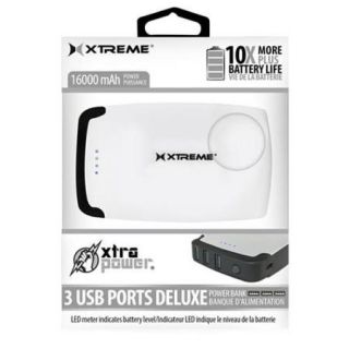 Xtreme Cables 89172 16,000 Mah Battery Bank 3 Port   White
