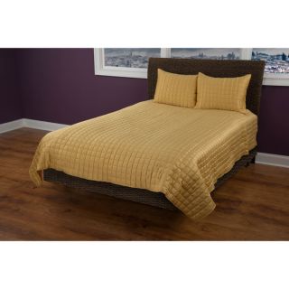 Rizzy Home Satinology Gold 3 piece Quilt Set   Shopping