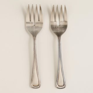 Metal Hand Stamped Serving Forks, Set of 2
