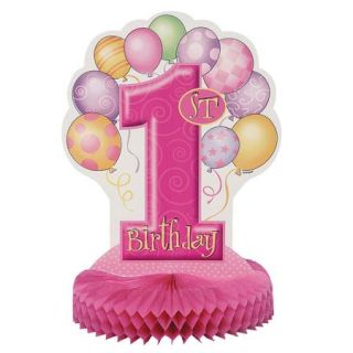 14" Pink First Birthday Centerpiece Decoration