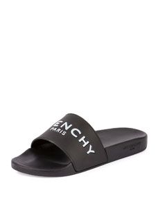 Givenchy Logo Rubber Sandal Slide, Black