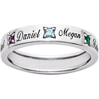 Personalized Sterling Silver Family Birthstone Band