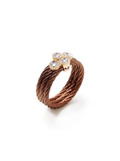 Celtique Diamond Cluster & Bronze Triple Row Ring by Charriol