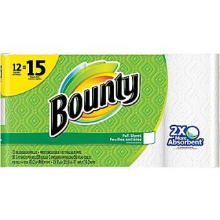 Bounty Paper Towels, White, 12 Large Rolls = 15 Regular Rolls  (88197)