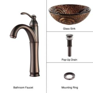 KRAUS Vessel Sink in Luna with Riviera Faucet in Oil Rubbed Bronze C GV 650  1005ORB