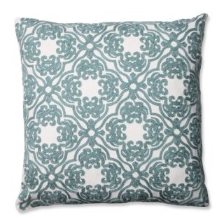 Pillow Perfect Embroidered Spa Blue Damask 16.5 inch Throw Pillow
