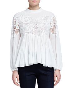 Chloe Floral Embroidered Pleated Blouse