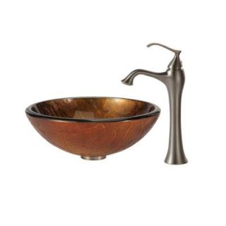 KRAUS Triton Glass Vessel Sink and Ventus Faucet in Brushed Nickel C GV 690 19mm 15000BN