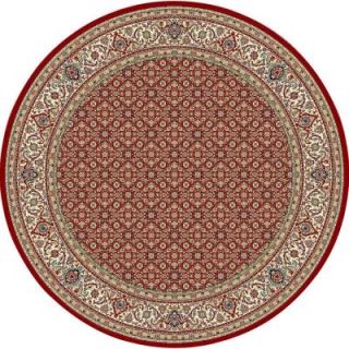 Hughes Red/Ivory 5 ft. 3 in. x 5 ft. 3 in. Round Indoor Area Rug 9171840110