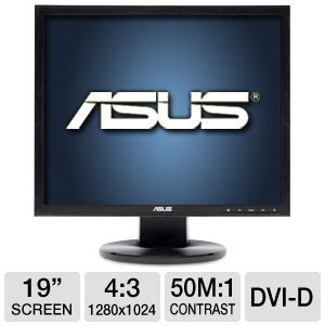 ASUS VB198T P VB Series 19 LED Monitor   1280 x 1024, 4:3, 5ms,16.7 Million colors D Sub(VGA), DVI D, Energy Star, Black VB198T P