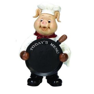Woodland Imports Pig Chef Figurine Chalkboard
