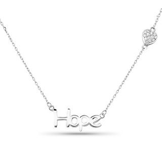 Sterling Silver Believe and Cubic Zirconia Cross Necklace   16418570