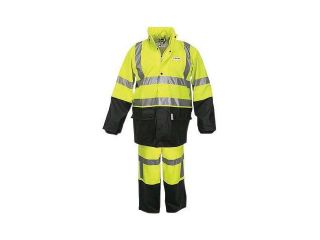 River City Garments 3X Fluorescent Lime And Black Luminator .4000 mm Polyester And Polyurethane Flame Resistant 2 Piece Rain Suit With 3M Reflective Stripe (Includes Jacket