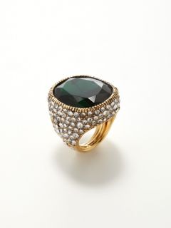 GREEN STONE RING by Kenneth Jay Lane