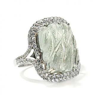 Victoria Wieck 15.62ct Carved Prasiolite and White Topaz Sterling Silver Ring   7796426