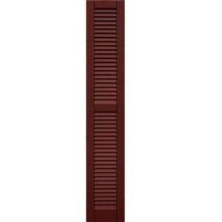 Winworks Wood Composite 12 in. x 69 in. Louvered Shutters Pair #650 Board and Batten Red 41269650