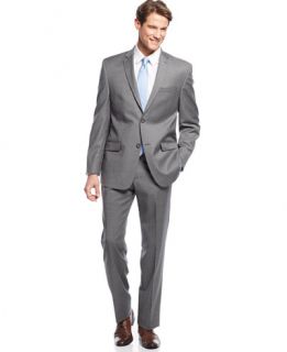 Marc New York by Andrew Marc Medium Grey Striped Slim Fit Suit   Suits