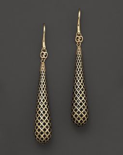 Gucci 18K Yellow Gold Diamantissima Light Earrings With Black Enamel