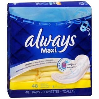 Always Maxi Pads without Wings, Unscented, Regular 48 ea (Pack of 6)