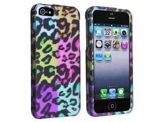 Insten Colorful Leopard Cheetah Print Clip on Case + 2 LCD Kit Mirror Film Guard Compatible With Apple iPhone 5 / 5s 964269