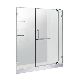 Vigo 59.75 in. x 72 in. Frameless Pivot Shower Door in Chrome with Clear Glass and White Base VG6042CHCL60WM