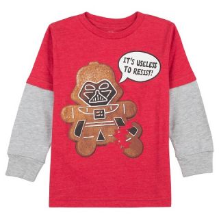 Toddler Boys Star Wars Darth Vader Cookie Long Sleeve Shirt   Red