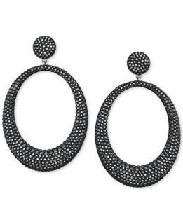 Swarovski Hematite Tone Crystal Large Hoop Drop Earring   Jewelry