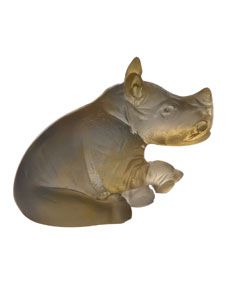Daum Mini Amber/Gray Rhino Sculpture