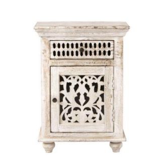 Home Decorators Collection Maharaja 1 Drawer Nightstand in Sandblast White 1472500820