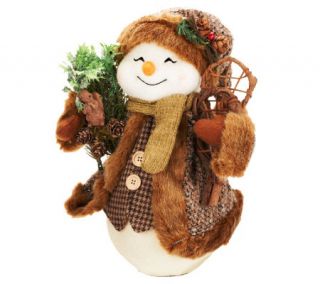 Woodland Snowman with Fur Coat —