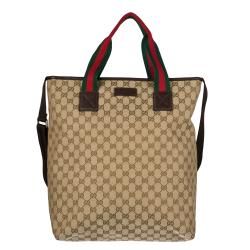 Gucci Web Detailed Canvas Tote Bag  ™ Shopping   Big