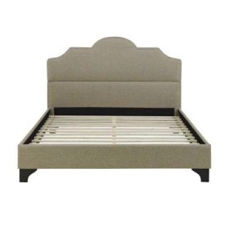 Antioch Textured Linen Full Size Platform Bed in Taupe HCANTIOBEDDB