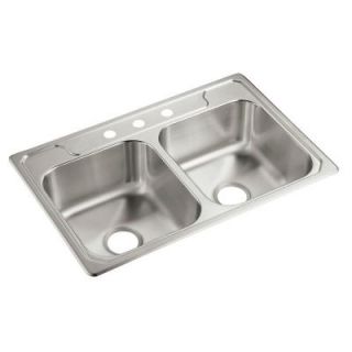 STERLING Middleton Drop In Stainless Steel 22 in. 3 Hole Double Bowl Kitchen Sink 14707 3 NA