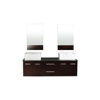 Belmont Decor Skyline 61 in. W x 21.5 in. D Vanity in Espresso with Granite Vanity Top in Absolute Black with White Basins and Mirrors DW1D4 60
