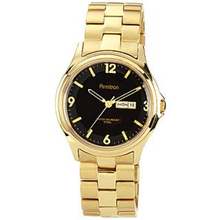 Armitron® Mens Black Dial Gold Tone Dress Watch