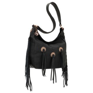 American West Dream Catcher Black Fringe Shoulder Bag   17543099