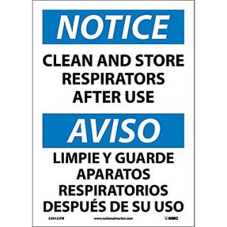 Notice, Clean And Store Respirators After Use (Bilingual), 14X10, Adhesive Vinyl