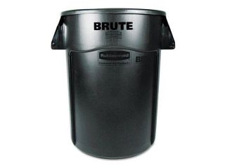 Brute Vented Trash Receptacle, Round, 44Gal, Black