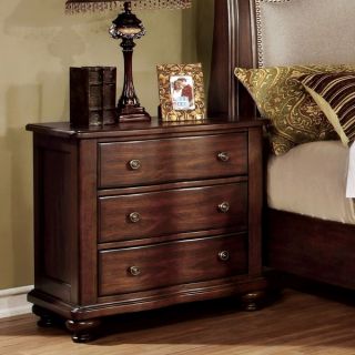 Furniture of America Vayne Traditional Cherry 3 Drawer Nightstand