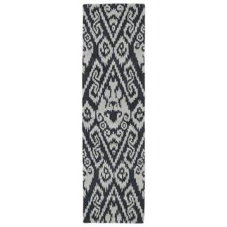 Runway Charcoal/Grey Ikat Hand tufted Wool Rug (2'3' x 8')
