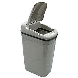 Grey Plastic Motion Sensor 8.7 gallon Trash Can   11400861  