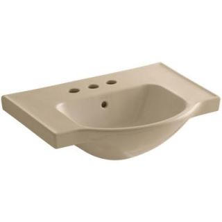 KOHLER Veer 4 in. Vitreous China Pedestal Sink Basin in Mexican Sand with Overflow Drain K 5248 4 33